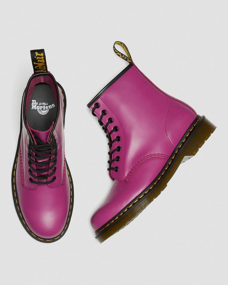 Pink Men's Dr Martens 1460 Smooth Leather Lace Up Boots | CA 532QMA